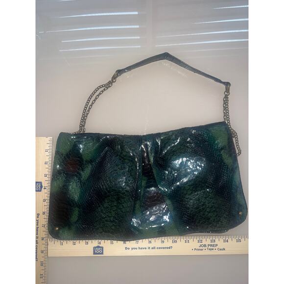 Vintage Deena & Ozzy  Snakeskin Print Leather 100% PU  Small Clutch Wallet green - Picture 9 of 13